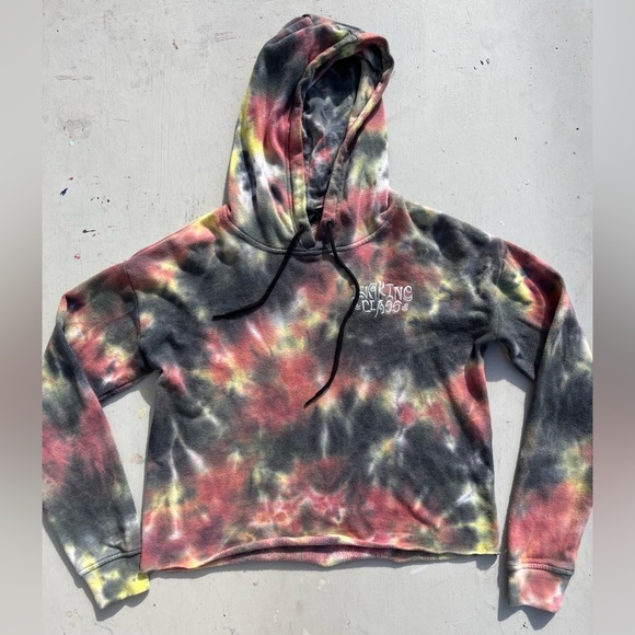 Women's Lurking Class Hoodie Multicolor Spell-Out S Streetwear CROPPED Tie Dyed - Picture 2 of 16